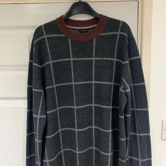 Ted Baker Men's Gray Crewneck Long Sleeve Sweater - X-Large (EU5) - Gently Used